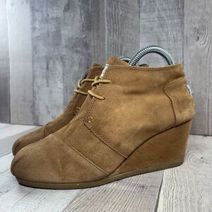 Toms Desert Wedge Heel Women's Size 8 Suede Bootie Ankle Boots Suede Brown